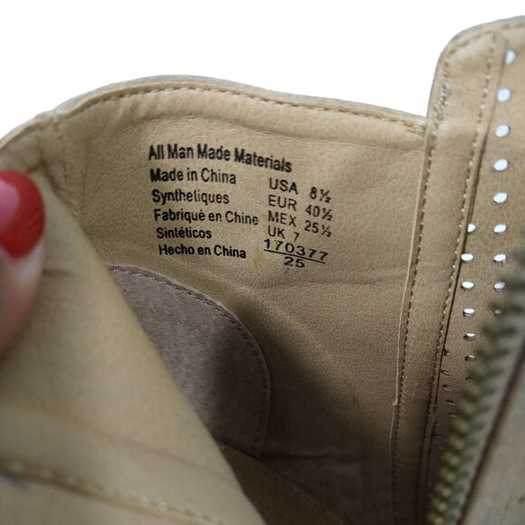 Brash Open Toe Booties Cut Out Block Heel Women Size 8.5 Tan Brown Zipper - Picture 9 of 9